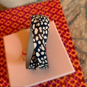 Keep Collective leather wrap bracelet, navy and white